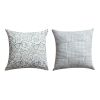 18 x 18 Square Cotton Accent Throw Pillow; Paisley Floral and Square Patterns; Set of 2; White; Blue; DunaWest