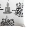 18 x 18 Square Cotton Accent Throw Pillow; Meditating Buddha; Tree Print; White; Black; DunaWest