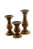 Pillar Shaped Wooden Candle Holder; Set of 3; Brown