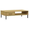 vidaXL Coffee Table with Metal Legs Brown Solid Wood Pine OSLO