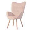 Velvet Accent Chair Ottoman Set for Living Room; Wing Back Armchair Tufted Back Upholstery Living Room Chairs - PINK