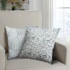 18 x 18 Square Cotton Accent Throw Pillow; Paisley Floral and Square Patterns; Set of 2; White; Blue; DunaWest