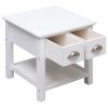 vidaXL Side Table White 15.7"x15.7"x15.7" Paulownia Wood