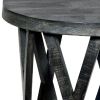 22 Inch Farmhouse Style Round Wooden End Table with Airy Design Base; Dark Gray