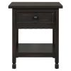 U-Can Classical Black&amp;White End Table with Open Styled Shelf Large Storage Space; Side Table Drawer with Metal Handles for Living Room