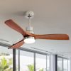 Ceiling Fan with Lights;  52" Ceiling Fan with Remote Control;  Noiseless Reversible DC Motor and 3 Wood Blades;  Timer;  6 Speed for Patio  Bedroom;