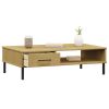 vidaXL Coffee Table with Metal Legs Brown Solid Wood Pine OSLO