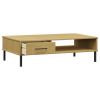 vidaXL Coffee Table with Metal Legs Brown Solid Wood Pine OSLO