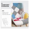 Chair and Ottoman Set; Accent Arm Chair with Footrest for Living Room; Upholstered Fabric Side Chair; Creative Splicing Cloth Surface; Colorful