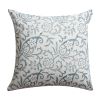 18 x 18 Square Cotton Accent Throw Pillow; Paisley Floral and Square Patterns; Set of 2; White; Blue; DunaWest