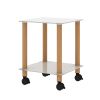 2-Piece White+Oak Side Table ; 2-Tier Space End Table ; Modern Night Stand; Sofa table; Side Table with Storage Shelve