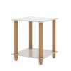 2-Piece White+Oak Side Table ; 2-Tier Space End Table ; Modern Night Stand; Sofa table; Side Table with Storage Shelve