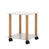 2-Piece White+Oak Side Table ; 2-Tier Space End Table ; Modern Night Stand; Sofa table; Side Table with Storage Shelve