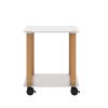 2-Piece White+Oak Side Table ; 2-Tier Space End Table ; Modern Night Stand; Sofa table; Side Table with Storage Shelve