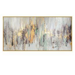 Large wall painting on oil painting vertical handmade abstract art decorative frames for living room decoration golden painting (size: 70x140cm)