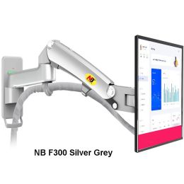 F300 F150 Gas Spring 24-35 inch LED TV Wall Mount Monitor Holder Ergonomic Mount Arm Max. VESA 100*100mm Loading 3-12kgs (Color: F300- Silver Grey, Ships From: China)