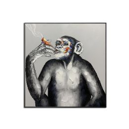 Large Hand painted Colorful Monkey Oil Paintings Handsome Animal Pictures wall art Gorilla Canvas Painting caudros picture for living room No Frame (size: 70x70cm)