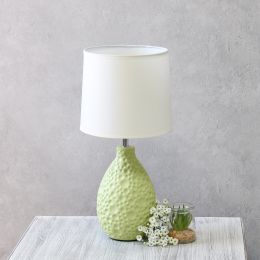 Texturized Ceramic Oval Table Lamp (Color: Green, Material: ceramics, fabric)