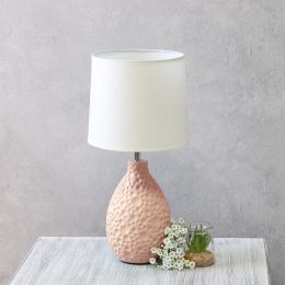 Texturized Ceramic Oval Table Lamp (Color: Pink, Material: ceramics, fabric)