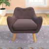 Microfibres fabric upholstered child accent armchair with wooden legs; kids sofa