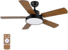 Simple Deluxe 44-inch Ceiling Fan with LED Light and Remote Control; 6-Speed Modes; 2 Rotating Modes ; Timer