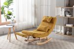 COOLMORE living room Comfortable rocking chair with Footrest/Headrest living room chair Beige