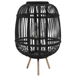 vidaXL Freestanding Candle Lantern Holder Bamboo Black (Color: Black)