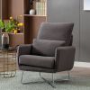 Modern Comfy Leisure Accent Chair; Teddy Short Plush Particle Velvet Armchair with Lumbar Pillow for Living Room