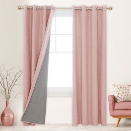 100% Blackout Curtains for Bedroom; 84 inch Length 2 Panels Set; Grommet Thermal Insulated Curtains (52" x 84"; 2 Panels) (Color: Coral Pink, Material: Polyester)