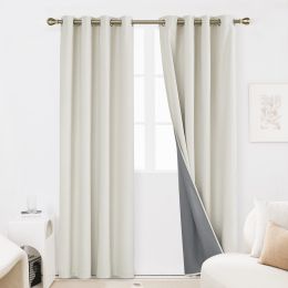 100% Blackout Curtains for Bedroom; 84 inch Length 2 Panels Set; Grommet Thermal Insulated Curtains (52" x 84"; 2 Panels) (Color: Cream, Material: Polyester)