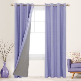 100% Blackout Curtains for Bedroom; 84 inch Length 2 Panels Set; Grommet Thermal Insulated Curtains (52" x 84"; 2 Panels) (Color: Light Purple, Material: Polyester)