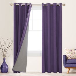 100% Blackout Curtains for Bedroom; 84 inch Length 2 Panels Set; Grommet Thermal Insulated Curtains (52" x 84"; 2 Panels) (Color: Purple Grape, Material: Polyester)