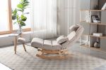 COOLMORE living room Comfortable rocking chair with Footrest/Headrest living room chair Beige