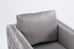 Modern Velvet Armchair Tufted Button Accent Chair Club Chair with Steel Legs for Living Room Bedroom