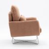 Modern Comfy Leisure Accent Chair; Teddy Short Plush Particle Velvet Armchair with Lumbar Pillow for Living Room