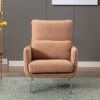 Modern Comfy Leisure Accent Chair; Teddy Short Plush Particle Velvet Armchair with Lumbar Pillow for Living Room