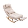 COOLMORE living room Comfortable rocking chair with Footrest/Headrest living room chair Beige