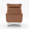 Modern Comfy Leisure Accent Chair; Teddy Short Plush Particle Velvet Armchair with Lumbar Pillow for Living Room