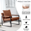 PU Leather Accent Arm Chair Mid Century Modern Upholstered Armchair with Metal Frame Extra-Thick Padded Backrest and Seat Cushion Sofa Chair for Livin