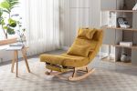 COOLMORE living room Comfortable rocking chair with Footrest/Headrest living room chair Beige