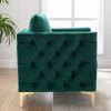 Modern Velvet Armchair Tufted Button Accent Chair Club Chair with Steel Legs for Living Room Bedroom