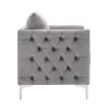 Modern Velvet Armchair Tufted Button Accent Chair Club Chair with Steel Legs for Living Room Bedroom