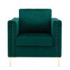 Modern Velvet Armchair Tufted Button Accent Chair Club Chair with Steel Legs for Living Room Bedroom