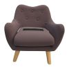 Microfibres fabric upholstered child accent armchair with wooden legs; kids sofa