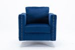 Modern Velvet Armchair Tufted Button Accent Chair Club Chair with Steel Legs for Living Room Bedroom