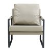 PU Leather Accent Arm Chair Mid Century Modern Upholstered Armchair with Metal Frame Extra-Thick Padded Backrest and Seat Cushion Sofa Chair for Livin