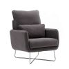 Modern Comfy Leisure Accent Chair; Teddy Short Plush Particle Velvet Armchair with Lumbar Pillow for Living Room