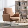 Modern Comfy Leisure Accent Chair; Teddy Short Plush Particle Velvet Armchair with Lumbar Pillow for Living Room