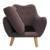 Microfibres fabric upholstered child accent armchair with wooden legs; kids sofa