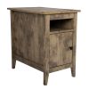 Set of 2 Wood Side Table, Narrow End Table with Cabinet and Shelf, 2-Tier Nightstand for Small Space